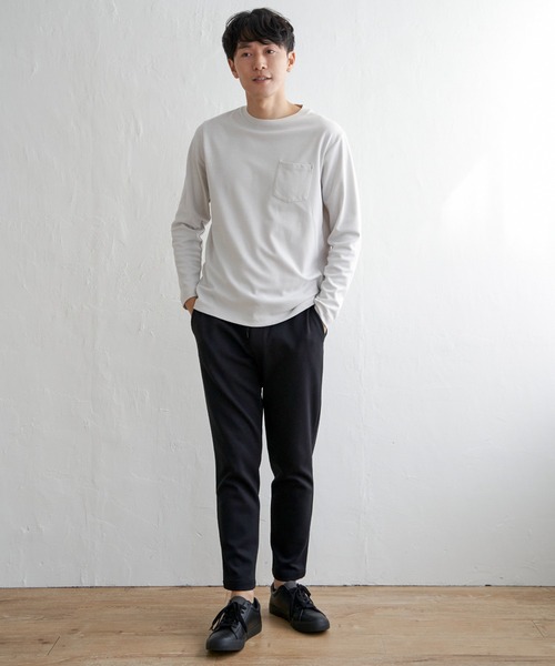 ikka（イッカ）の「ライトダンボールダブルフェイスロンT（Tシャツ/カットソー・メンズ・ミント/ホワイト/ネイビー/ベージュ・L/M/S/XL）」の9枚目の写真