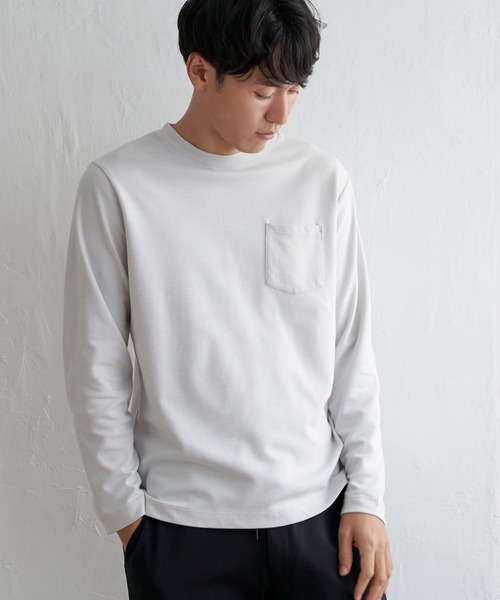 ikka（イッカ）の「ライトダンボールダブルフェイスロンT（Tシャツ/カットソー・メンズ・ミント/ホワイト/ネイビー/ベージュ・L/M/S/XL）」の20枚目の写真