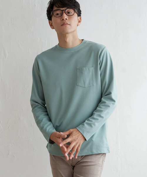 ikka（イッカ）の「ライトダンボールダブルフェイスロンT（Tシャツ/カットソー・メンズ・ミント/ホワイト/ネイビー/ベージュ・L/M/S/XL）」の22枚目の写真