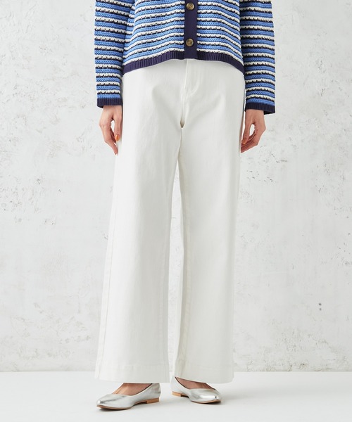 Petit Honfleur(プチオンフルール)の「バギーデニムパンツ(デニムパンツ・レディース・ネイビー/アイボリー・61/64/67)」の1枚目の写真