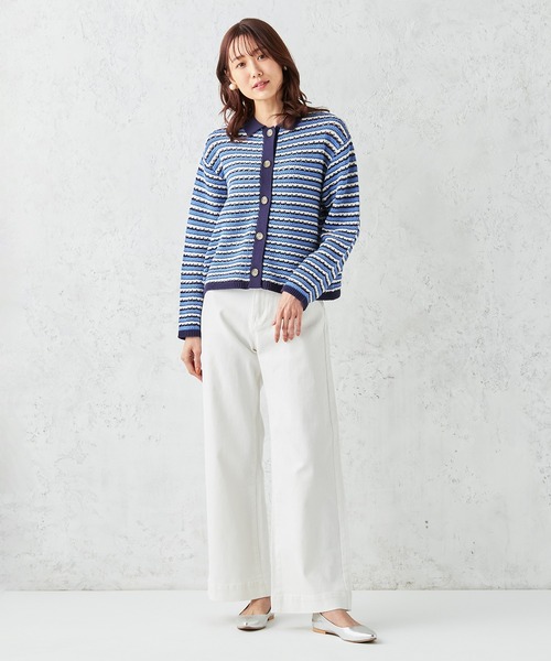 Petit Honfleur(プチオンフルール)の「バギーデニムパンツ(デニムパンツ・レディース・ネイビー/アイボリー・61/64/67)」の3枚目の写真