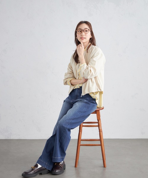 Petit Honfleur(プチオンフルール)の「バギーデニムパンツ(デニムパンツ・レディース・ネイビー/アイボリー・61/64/67)」の14枚目の写真