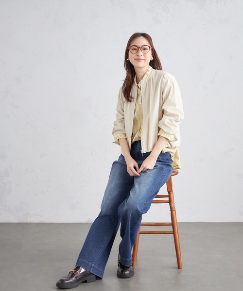 Petit Honfleur(プチオンフルール)の「バギーデニムパンツ(デニムパンツ・レディース・ネイビー/アイボリー・61/64/67)」の13枚目の写真