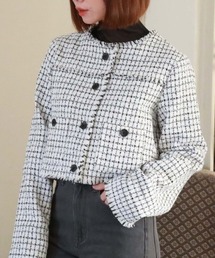 archives | ノーカラーツイードフリンジジャケット(ノーカラージャケット)