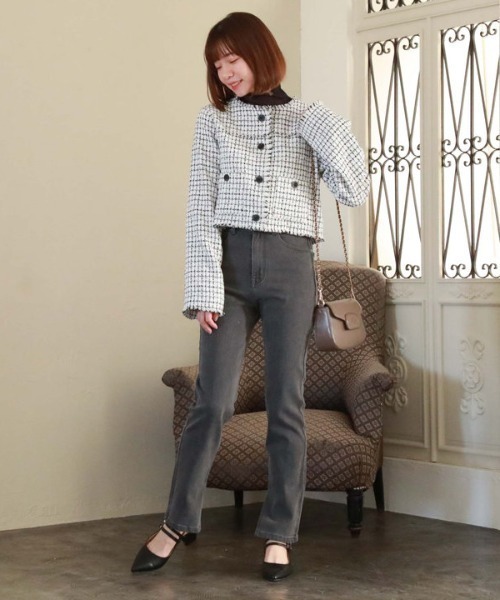 archives（アルシーヴ）の「ノーカラーツイードフリンジジャケット（ノーカラージャケット・レディース・ブラック/アイボリー・MEDIUM）」の10枚目の写真