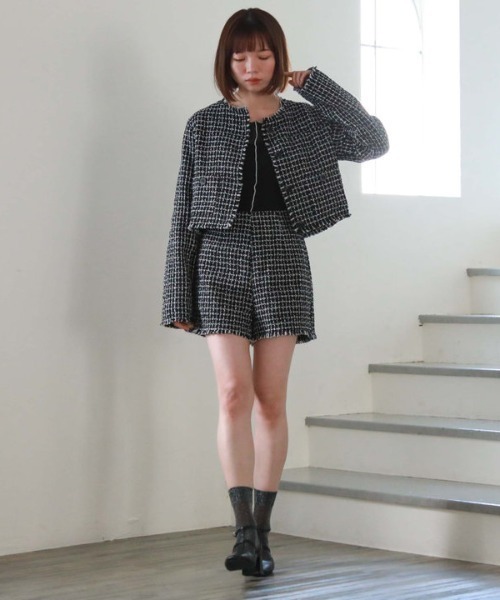 archives（アルシーヴ）の「ノーカラーツイードフリンジジャケット（ノーカラージャケット・レディース・ブラック/アイボリー・MEDIUM）」の20枚目の写真