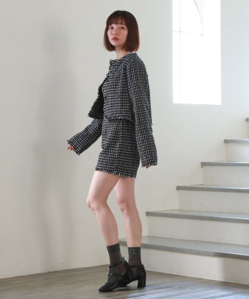 archives（アルシーヴ）の「ノーカラーツイードフリンジジャケット（ノーカラージャケット・レディース・ブラック/アイボリー・MEDIUM）」の22枚目の写真