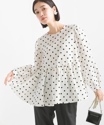 PICCIN（ピッチン）の「【セットアップ可能】フロッキードットペプラムブラウス（シャツ/ブラウス）」