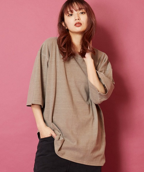 unrelaxing(アンリラクシング)の「ヴィンテージライク 古着風 綿100%ピグメント加工Tシャツ(Tシャツ/カットソー・メンズ・ベージュ/ブラウン/グリーン/ブラック・X-LARGE/LARGE/MEDIUM)」の3枚目の写真
