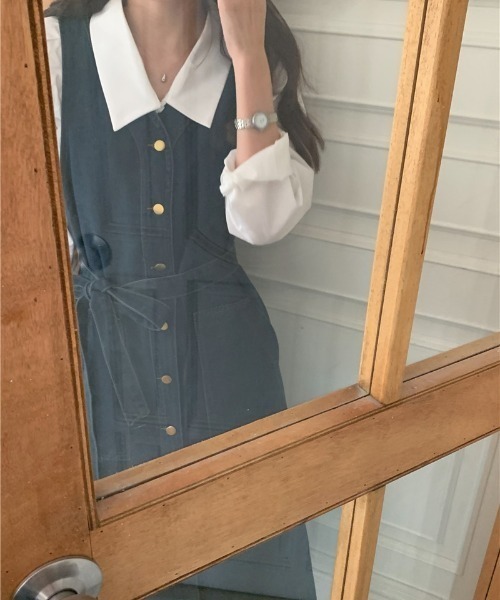 N.s(エヌドットエス)の「ウエストマークVネックデニムワンピース(ワンピース・レディース・ブルー・M/L)」の9枚目の写真