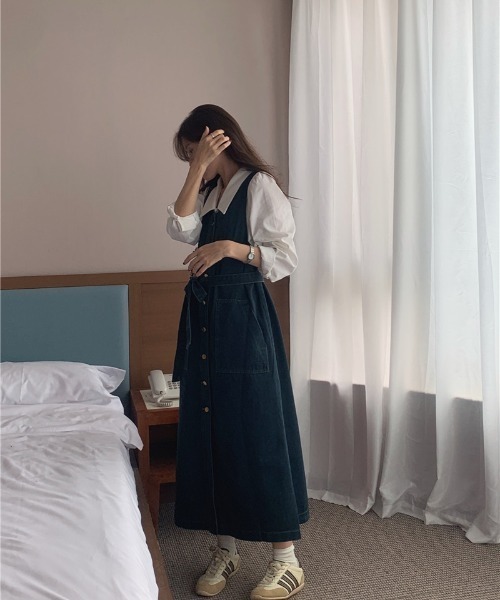 N.s(エヌドットエス)の「ウエストマークVネックデニムワンピース(ワンピース・レディース・ブルー・M/L)」の11枚目の写真