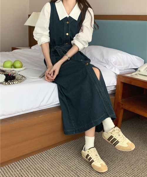 N.s(エヌドットエス)の「ウエストマークVネックデニムワンピース(ワンピース・レディース・ブルー・M/L)」の12枚目の写真