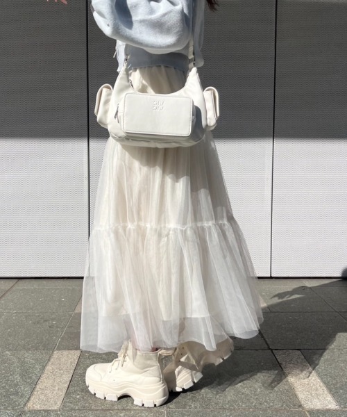 OLIVE des OLIVE(オリーブデオリーブ)の「【S/M展開】着まわしチュールティアードスカート 1041010060(スカート・レディース・ブラック/オフホワイト/チャコールグレー・SMALL/MEDIUM)」の7枚目の写真