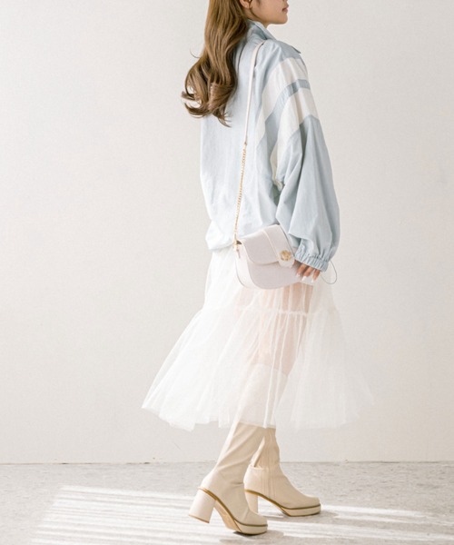 OLIVE des OLIVE(オリーブデオリーブ)の「【S/M展開】着まわしチュールティアードスカート 1041010060(スカート・レディース・ブラック/オフホワイト/チャコールグレー・SMALL/MEDIUM)」の4枚目の写真