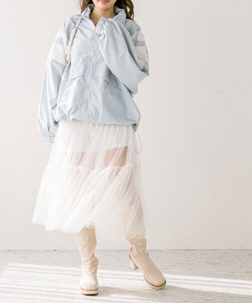 OLIVE des OLIVE(オリーブデオリーブ)の「【S/M展開】着まわしチュールティアードスカート 1041010060(スカート・レディース・ブラック/オフホワイト/チャコールグレー・SMALL/MEDIUM)」の5枚目の写真