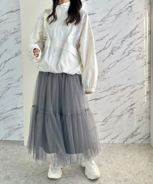 OLIVE des OLIVE(オリーブデオリーブ)の「【S/M展開】着まわしチュールティアードスカート 1041010060(スカート・レディース・ブラック/オフホワイト/チャコールグレー・SMALL/MEDIUM)」の10枚目の写真