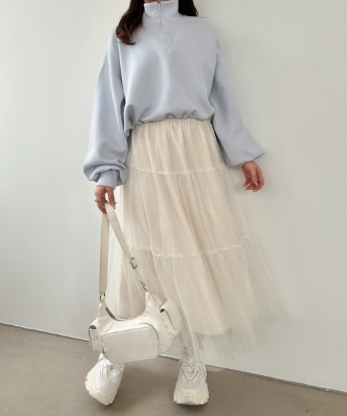 OLIVE des OLIVE(オリーブデオリーブ)の「【S/M展開】着まわしチュールティアードスカート 1041010060(スカート・レディース・ブラック/オフホワイト/チャコールグレー・SMALL/MEDIUM)」の13枚目の写真