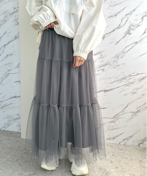 OLIVE des OLIVE(オリーブデオリーブ)の「【S/M展開】着まわしチュールティアードスカート 1041010060(スカート・レディース・ブラック/オフホワイト/チャコールグレー・SMALL/MEDIUM)」の19枚目の写真