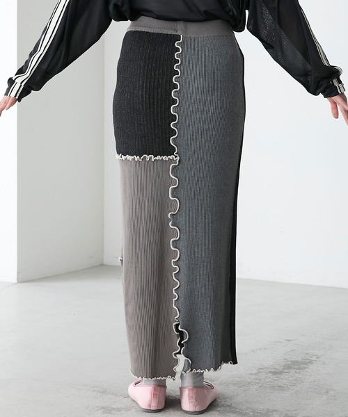 forksy.】パッチワークメローニットスカート（スカート）｜forksy