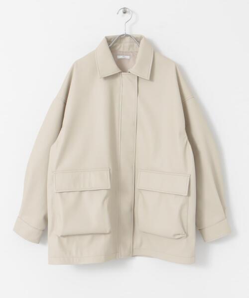 ITEMS URBANRESEARCH（アイテムズ アーバンリサーチ）の「フェイクレザージャケット（その他アウター・レディース・ブラック/ライトベージュ・FREE）」の7枚目の写真