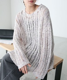 【forksy.】ミックスニット透かし編みプルオーバー