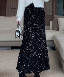 メタリックラメ ロングスカート