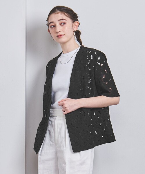 週末限定価格　ユナイテッドアローズ　レースショートスリーブジャケット UNITED ARROWS（ユナイテッドアローズ）の「レース ショート