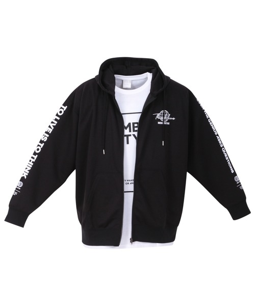 【セール】BEAUMERE ボウメール ダンボール4面プリントフルジップパーカー+半袖Tシャツ 大きいサイズ ビッグシルエット オーバーサイズ（パーカー）｜Manches（マンチェス）