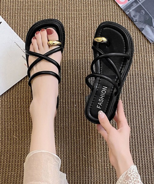 Miniministore(ミニミニストア)の「厚底 親指トングサンダル レディース美脚(サンダル・レディース・ブラック/アイボリー/クリーム・23.5cm/24.5cm/24.0cm/22.5cm/23.0cm)」の14枚目の写真