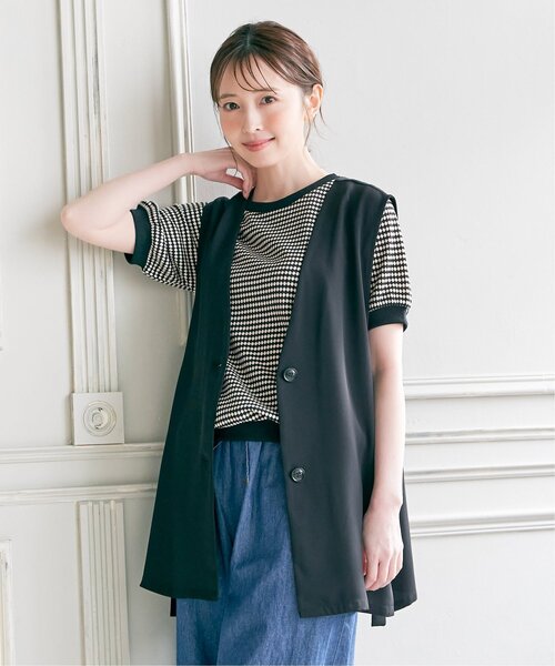 ikka(イッカ)の「ノーカラーサイドスリットジレ(ベスト・レディース・ベージュ/ブラック・L/M/S)」の8枚目の写真