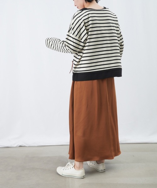 LC/LLL ボーダードロストトップス / 裾切替ボーダーカットソー（T