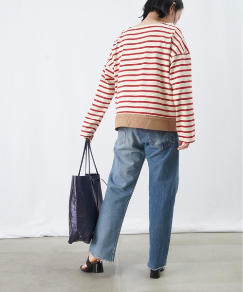 LUCA/LADY LUCK LUCA（ルカ/レディラックルカ）の「LC/LLL ボーダードロストトップス / 裾切替ボーダーカットソー（Tシャツ/カットソー・レディース・ブラック/チャコールグレー/レッド・FREE）」の16枚目の写真