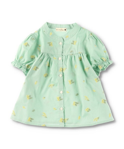 BRANSHES(ブランシェス)の「【おそろい】ミモザ刺繍チュニック(シャツ/ブラウス・キッズ・ライトグリーン/オフホワイト・110/130/120/140/150/90/100)」の8枚目の写真