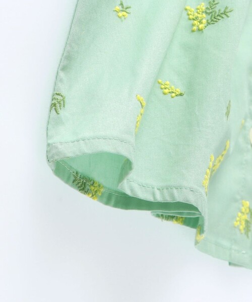 BRANSHES(ブランシェス)の「【おそろい】ミモザ刺繍チュニック(シャツ/ブラウス・キッズ・ライトグリーン/オフホワイト・110/130/120/140/150/90/100)」の21枚目の写真