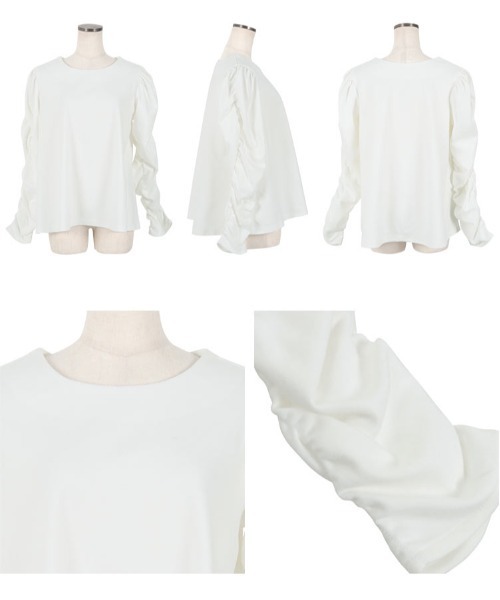 KOBE LETTUCE(コウベレタス)の「袖ギャザーブラウス(シャツ/ブラウス・レディース・ベージュ/オフホワイト/チャコールグレー・M)」の9枚目の写真