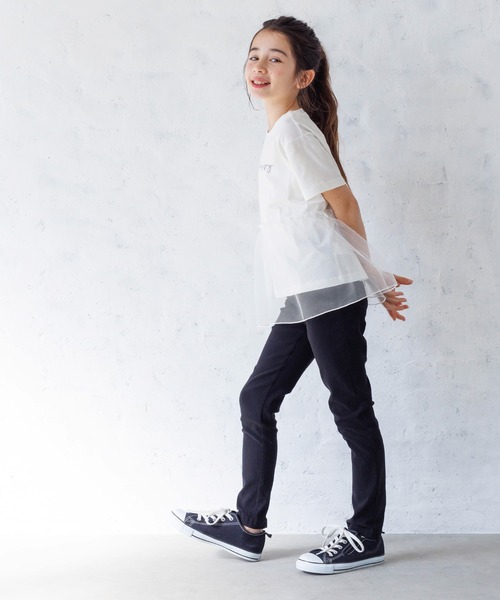 coca（coca）（コカ）の「【WEB限定セール】キッズ チュールドッキング刺繍レタリングTシャツ（Tシャツ/カットソー・キッズ・ブラック/ホワイト・110/120/130/140）」の11枚目の写真