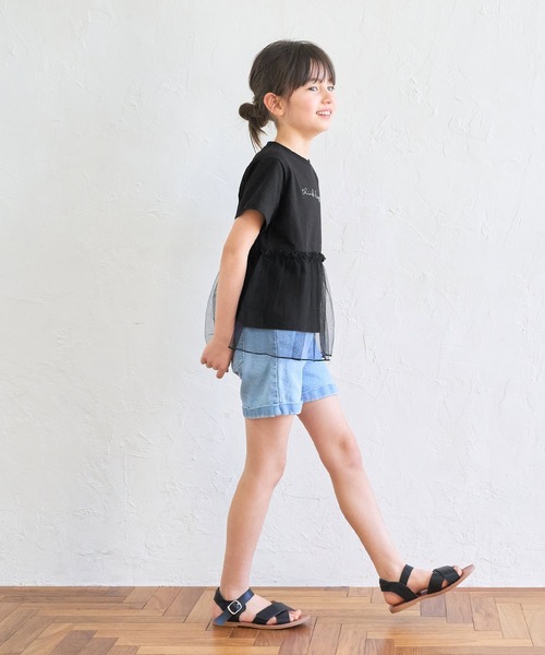 coca（coca）（コカ）の「【WEB限定セール】キッズ チュールドッキング刺繍レタリングTシャツ（Tシャツ/カットソー・キッズ・ブラック/ホワイト・110/120/130/140）」の7枚目の写真