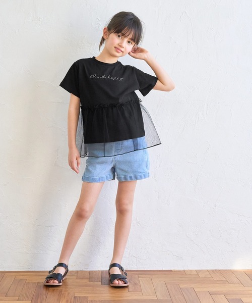 coca（coca）（コカ）の「【WEB限定セール】キッズ チュールドッキング刺繍レタリングTシャツ（Tシャツ/カットソー・キッズ・ブラック/ホワイト・110/120/130/140）」の9枚目の写真