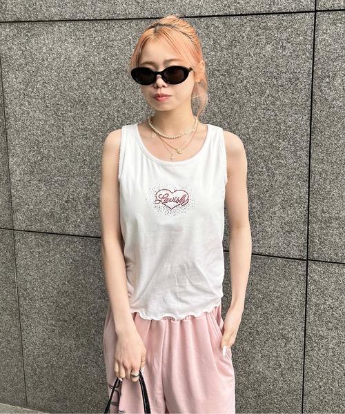 sedacle girl（セダクルガール）の「ラインストーンロゴアソートタンク（タンクトップ・レディース・ライトピンク/ベビーピンク/イエロー系その他/ブラック/オフホワイト/イエロー/ライトホワイト・FREE）」の12枚目の写真