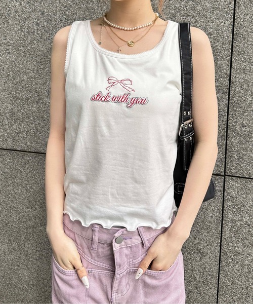 sedacle girl（セダクルガール）の「ラインストーンロゴアソートタンク（タンクトップ・レディース・ライトピンク/ベビーピンク/イエロー系その他/ブラック/オフホワイト/イエロー/ライトホワイト・FREE）」の8枚目の写真