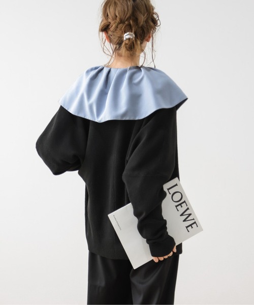 AMELY(エミリー)の「ラウンドビッグカラーブラウス(シャツ/ブラウス・レディース・ブラック/ホワイト/ブルー・フリー)」の12枚目の写真
