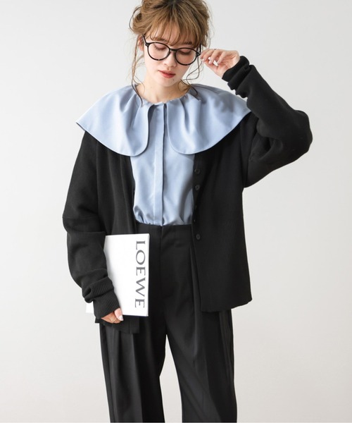 AMELY(エミリー)の「ラウンドビッグカラーブラウス(シャツ/ブラウス・レディース・ブラック/ホワイト/ブルー・フリー)」の13枚目の写真