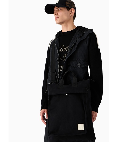 EMPORIO ARMANI（エンポリオアルマーニ）の「【エンポリオ アルマーニ】Emporio Armani Sustainability Values Capsule Collection ドローストリング付きトートバッグ オーガニックキャンバス（トートバッグ・メンズ・ブラック・FREE）」の6枚目の写真