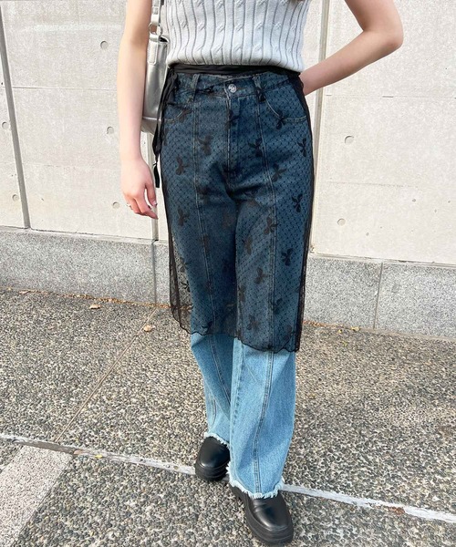 frunco(フランコ)の「リボン柄ラップスカート(スカート・レディース・ホワイト/ブラック・FREE)」の1枚目の写真