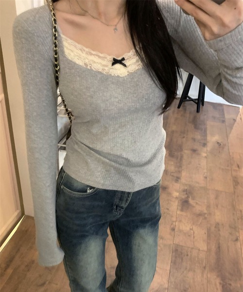 NANEA(ナネア)の「フロントリボンカットソー(Tシャツ/カットソー・レディース・アイボリー/グレー・SMALL/MEDIUM/LARGE/X-LARGE)」の21枚目の写真