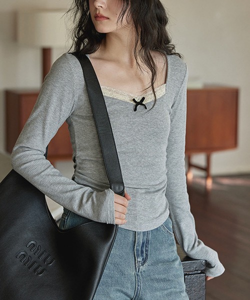NANEA(ナネア)の「フロントリボンカットソー(Tシャツ/カットソー・レディース・アイボリー/グレー・SMALL/MEDIUM/LARGE/X-LARGE)」の18枚目の写真