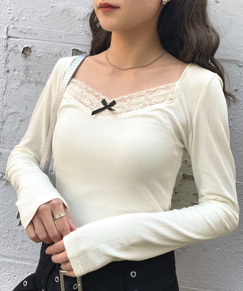 NANEA(ナネア)の「フロントリボンカットソー(Tシャツ/カットソー・レディース・アイボリー/グレー・SMALL/MEDIUM/LARGE/X-LARGE)」の17枚目の写真
