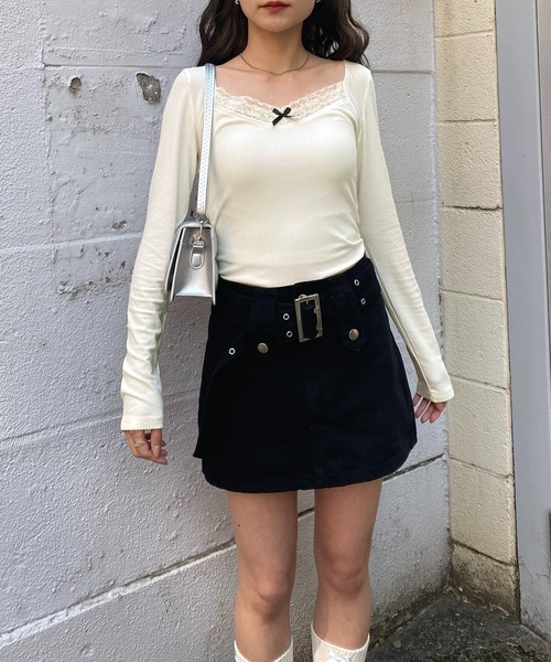NANEA(ナネア)の「フロントリボンカットソー(Tシャツ/カットソー・レディース・アイボリー/グレー・SMALL/MEDIUM/LARGE/X-LARGE)」の16枚目の写真