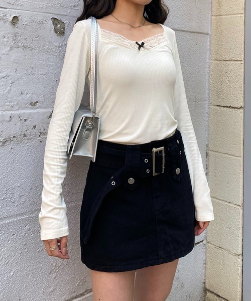 NANEA(ナネア)の「フロントリボンカットソー(Tシャツ/カットソー・レディース・アイボリー/グレー・SMALL/MEDIUM/LARGE/X-LARGE)」の13枚目の写真