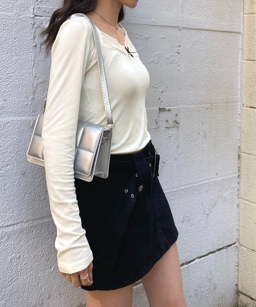 NANEA(ナネア)の「フロントリボンカットソー(Tシャツ/カットソー・レディース・アイボリー/グレー・SMALL/MEDIUM/LARGE/X-LARGE)」の11枚目の写真